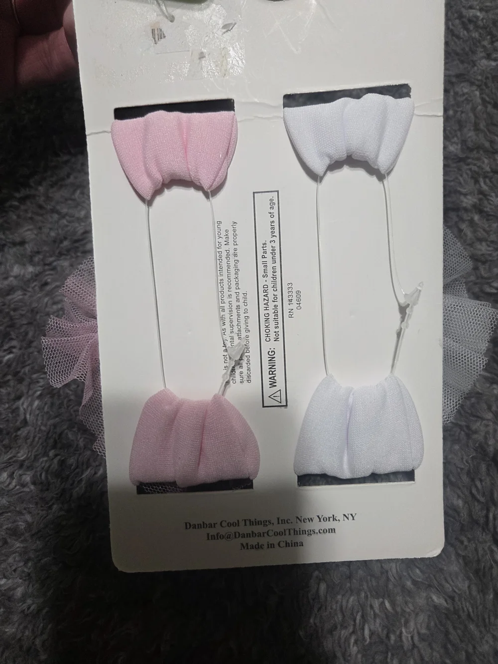 Pink & White Rhinestone Tulle Bow Headbands for Kids
